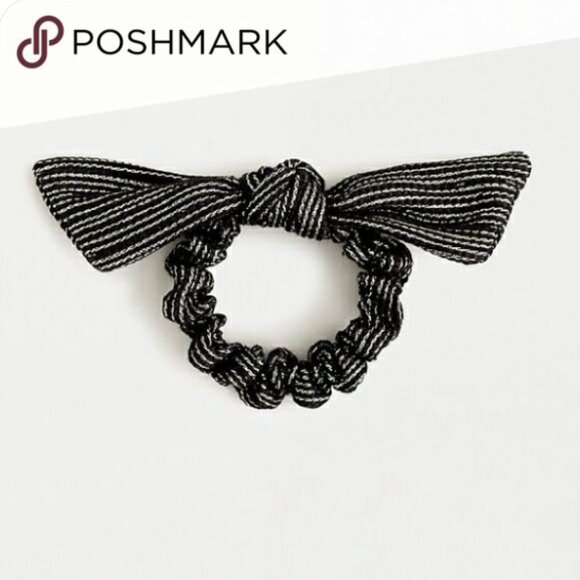J.Crew Metallic Gold & Black Stripe Bow Scrunchie NEW - Picture 1 of 5